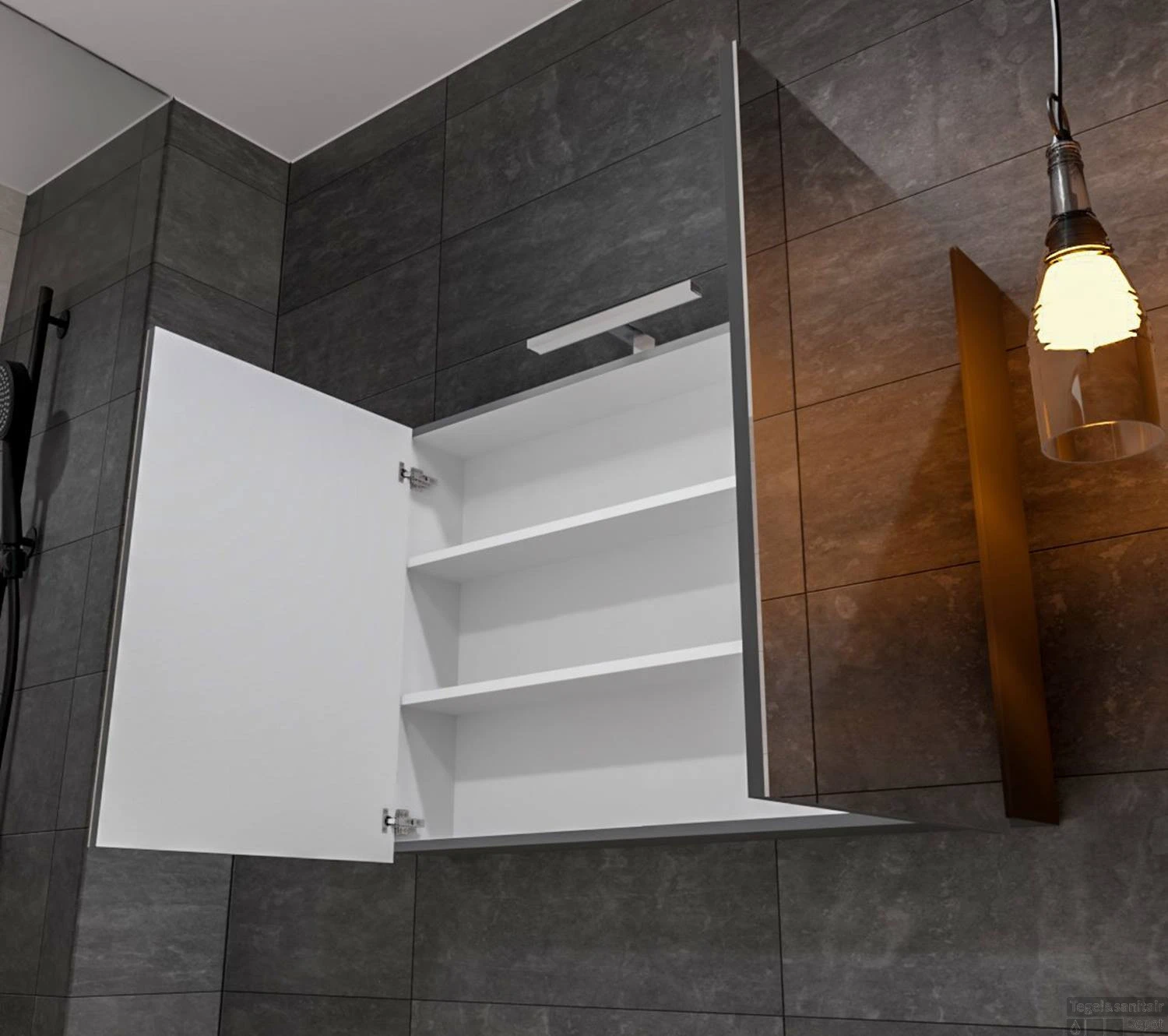 Spiegelkast Boss & Wessing Cube 100x70x16 Cm 2 Deuren Antraciet Met Mat Wit - Afbeelding 5