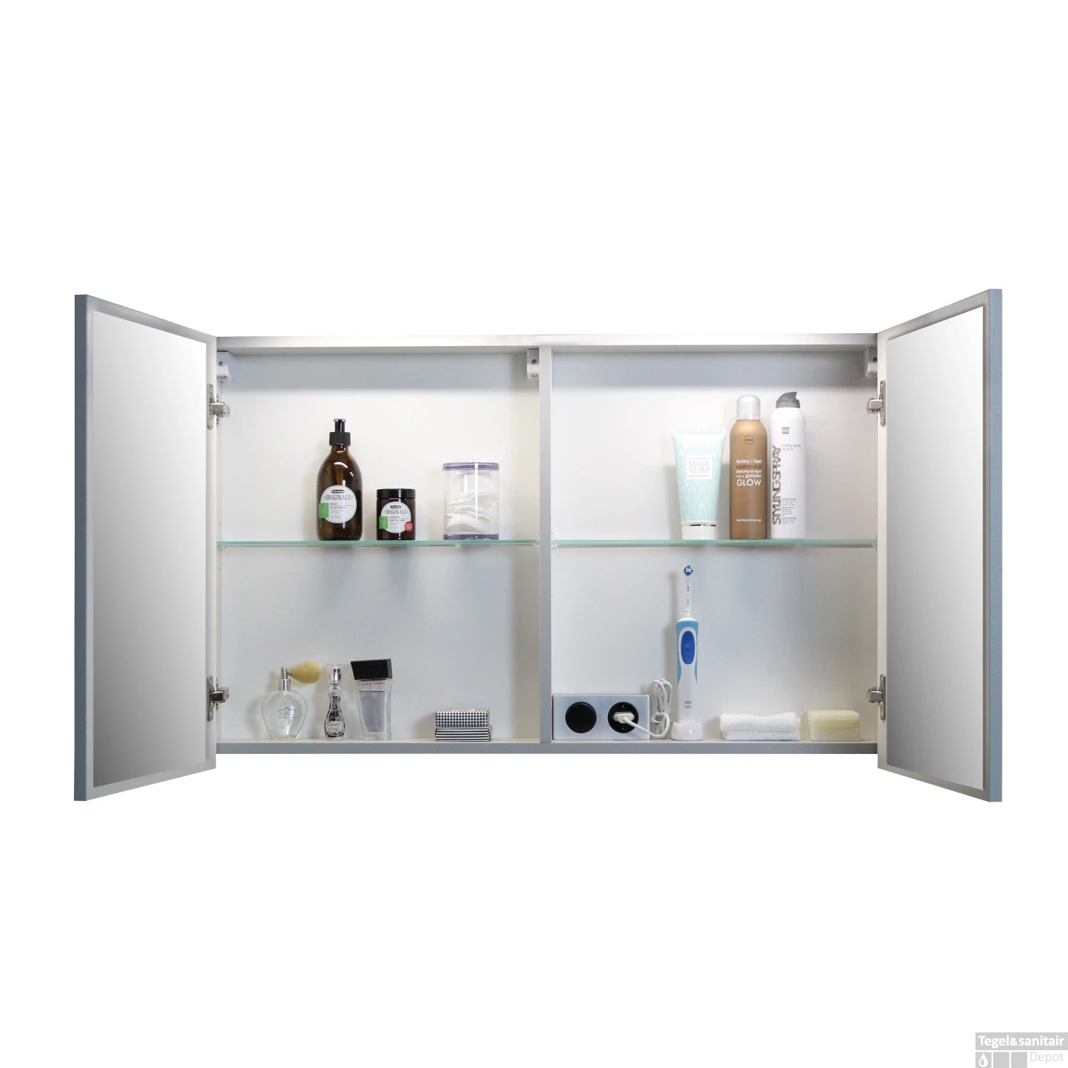 Spiegelkast BWS Salt 1 Deur 60x60 Cm Incl. Planchetten Ice White - Afbeelding 2