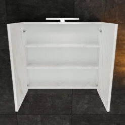 Spiegelkast BWS Valencia 80x70x16 Cm Met Deur Carrara Mat -Badkamer Thuis spiegelkast bws valencia 80x70 carrara mat detail1