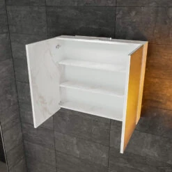 Spiegelkast BWS Valencia 80x70x16 Cm Met Deur Carrara Mat -Badkamer Thuis spiegelkast bws valencia 80x70 carrara mat detail2