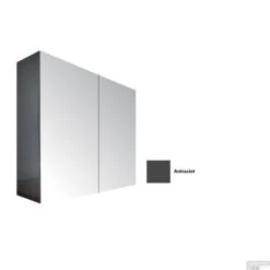 Spiegelkast Sanicare Qlassics 70 Cm 2 Deuren Antraciet -Badkamer Thuis spiegelkast sanicare qlassics 70 cm 2 deuren antraciet detail1 1