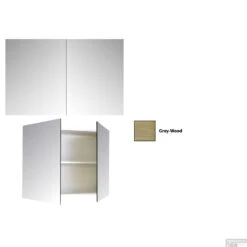 Spiegelkast Sanicare Qlassics 90 Cm 2 Deuren Grey-Wood -Badkamer Thuis spiegelkast sanicare qlassics 90 cm 2 deuren grey wood detail