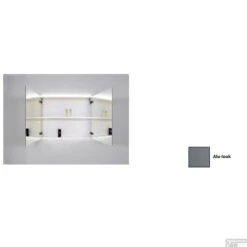 Spiegelkast Sanicare Qlassics Ambiance 120 Cm 2 Deuren Alu-Look -Badkamer Thuis spiegelkast sanicare qlassics ambiance 120 cm 2 deuren alu look detail1