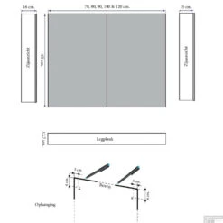 Spiegelkast Sanicare Qlassics Ambiance 120 Cm 2 Deuren Alu-Look -Badkamer Thuis spiegelkast sanicare qlassics ambiance 120 cm 2 deuren alu look tech