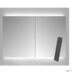 Spiegelkast Sanicare Qlassics Ambiance 90x60 Cm Met Dubbelzijdige Spiegeldeuren, LED Verlichting En Afstandsbediening Belluno Eiken