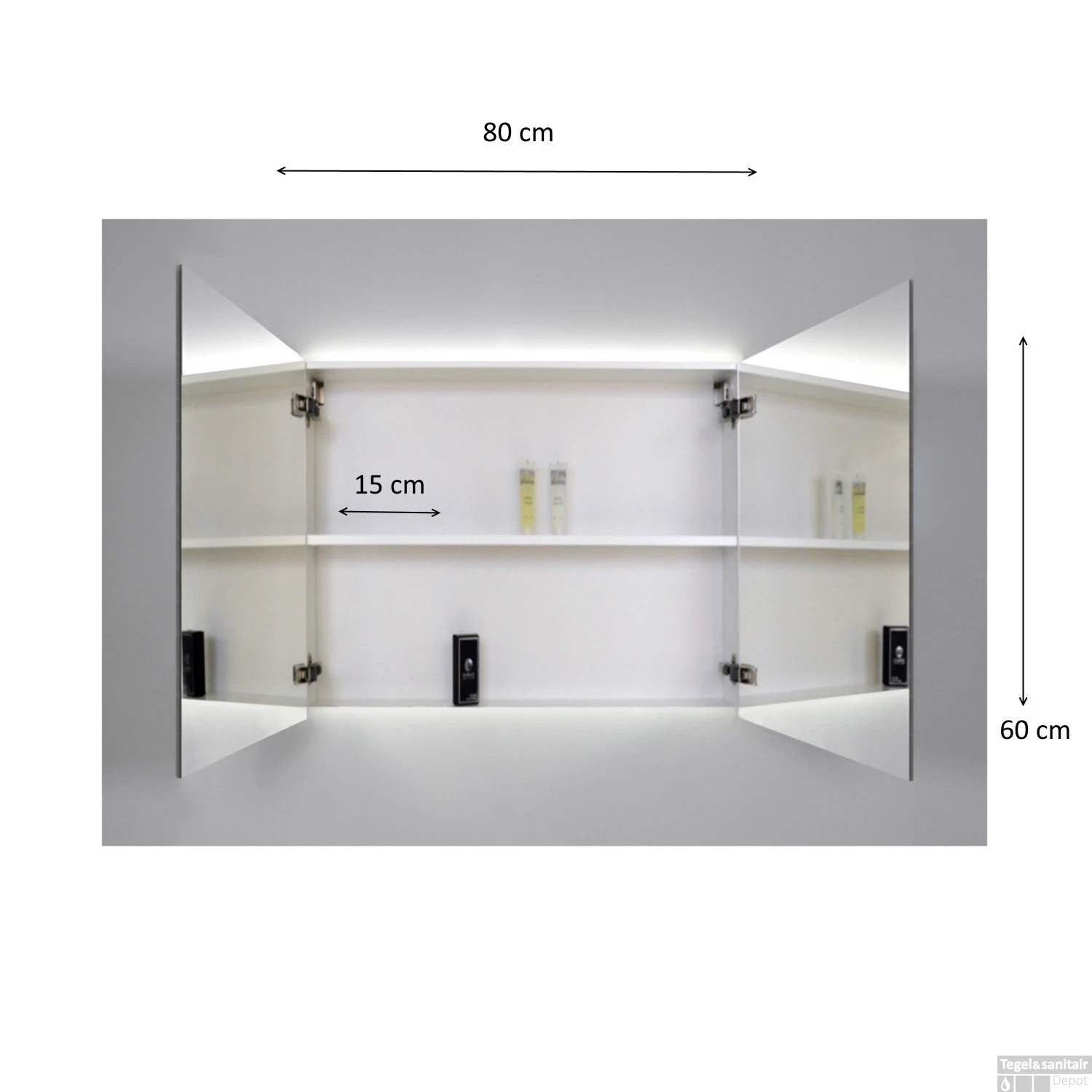 Spiegelkast Sanicare Qlassics Ambiance 80 Cm 2 Deuren Hoogglans Wit 10 Spiegelkast Sanicare Qlassics Ambiance 80 Cm 2 Deuren Hoogglans Wit - Afbeelding 8