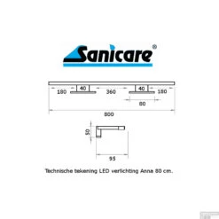 Spiegelverlichting Sanicare LED Anna 80 Cm Mat Zwart -Badkamer Thuis spiegelverlichting sanicare led anna 80 cm mat zwart tech