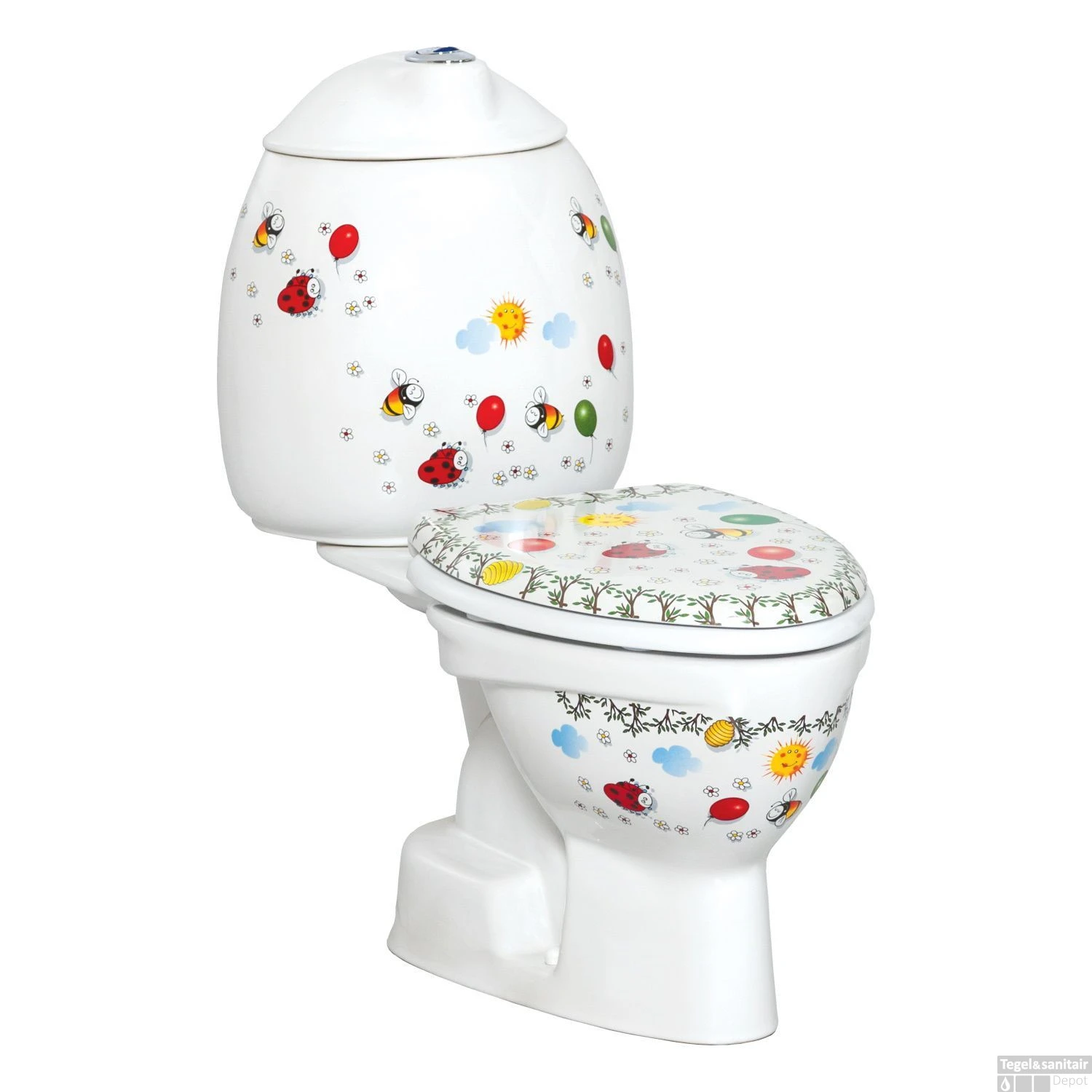 Staand Kindertoilet Boss & Wessing Flower Achter Onder Aansluiting (Exclusief Zitting) - Afbeelding 2