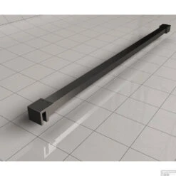 BWS Inloopdouche Pro Line Rookglas 100x200 8mm Nano Coating Mat Zwart Profiel En Stang -Badkamer Thuis stabilisatiestang mat zwart 2