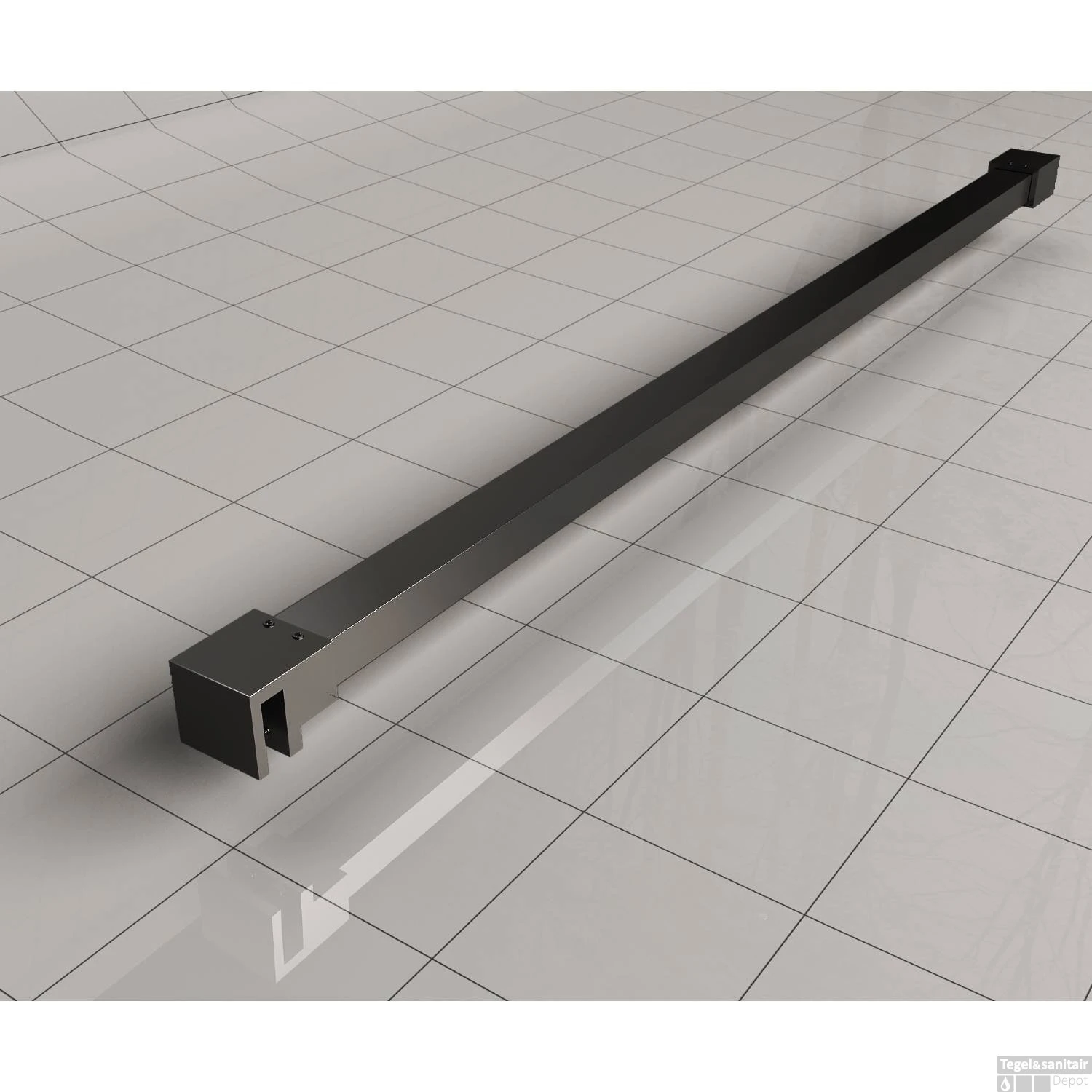 BWS Inloopdouche Pro Line Rookglas 110x200 8mm Nano Coating Mat Zwart Profiel En Stang 7 BWS Inloopdouche Pro Line Rookglas 110x200 8mm Nano Coating Mat Zwart Profiel En Stang - Afbeelding 5