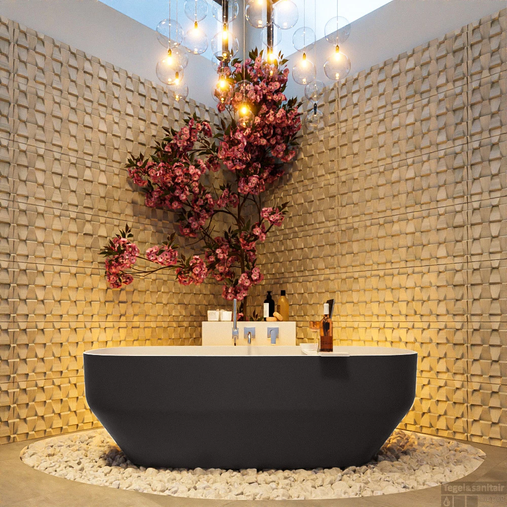 STONE Vrijstaand Bad 170x75cm Kleur Dark Grey / Talc 6 STONE Vrijstaand Bad 170x75cm Kleur Dark Grey / Talc - Afbeelding 4