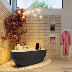 STONE Vrijstaand Bad 170x75cm Kleur Dark Grey / Talc 16 STONE Vrijstaand Bad 170x75cm Kleur Dark Grey / Talc -Badkamer Thuis stone 4 00009