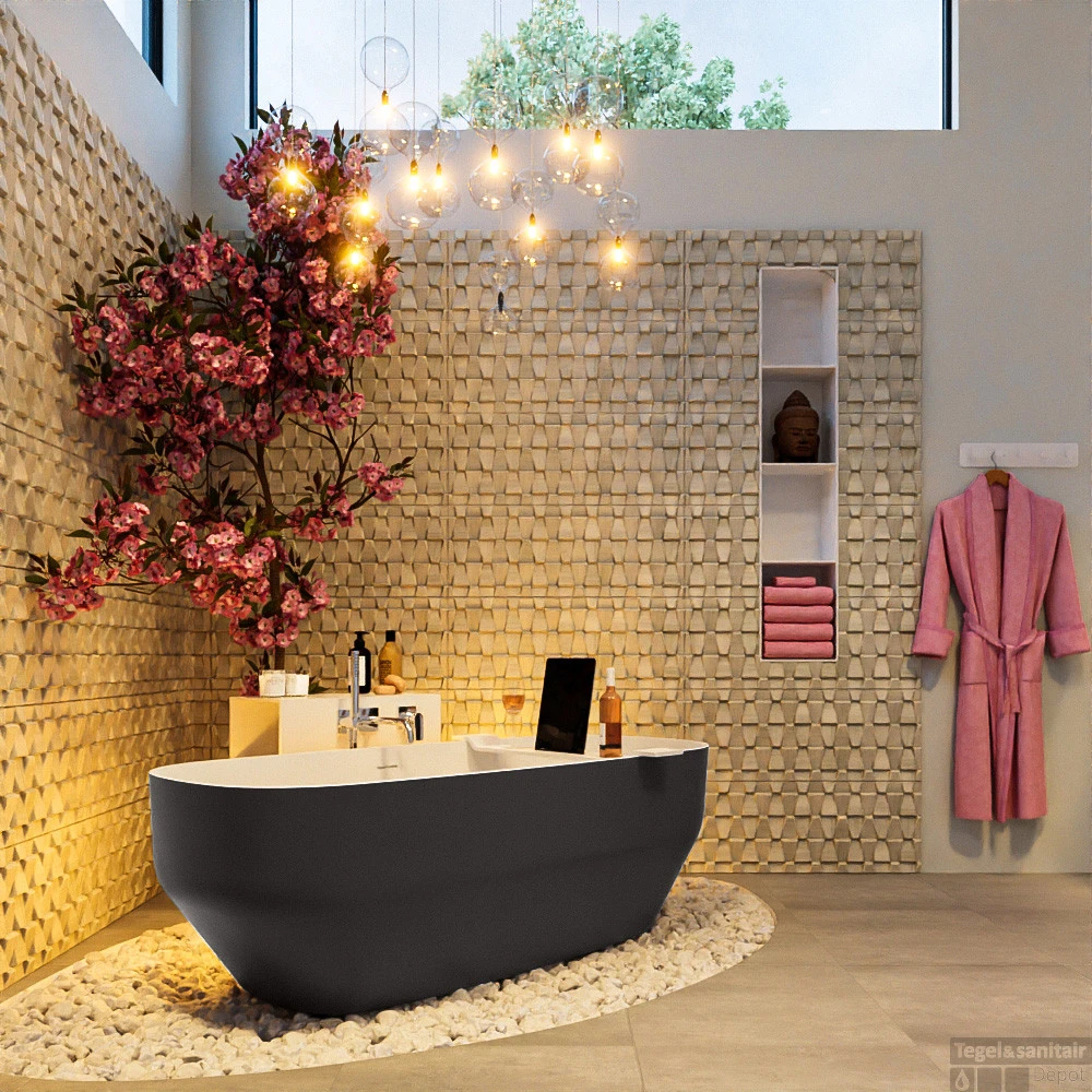 STONE Vrijstaand Bad 170x75cm Kleur Dark Grey / Talc 7 STONE Vrijstaand Bad 170x75cm Kleur Dark Grey / Talc - Afbeelding 5