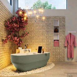 STONE Vrijstaand Bad 170x75cm Kleur Army / Talc -Badkamer Thuis stone 4 00010