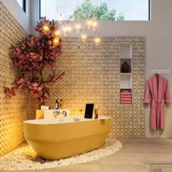 STONE Vrijstaand Bad 170x75cm Kleur Ocher / Talc -Badkamer Thuis stone 4 00014