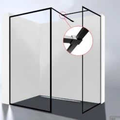 Inloopdouche Best Design For-You 90x200 Cm 8 Mm Nano Easy Clean Zwart 5 Inloopdouche Best Design For-You 90x200 Cm 8 Mm Nano Easy Clean Zwart -Badkamer Thuis t verbindingsstuk best design tbv for you inloopdouche muurstang zwart 2 3