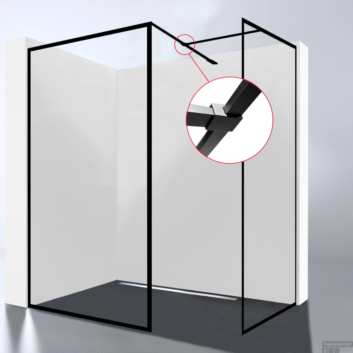 Inloopdouche Best Design For-You 90x200 Cm 8 Mm Nano Easy Clean Zwart 4 Inloopdouche Best Design For-You 90x200 Cm 8 Mm Nano Easy Clean Zwart - Afbeelding 2