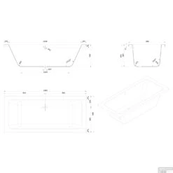 Whirlpool Boss & Wessing Dahlia Silent 3 180x80cm Dubbel Systeem -Badkamer Thuis technische tekening dahlia 180x80 tech 1