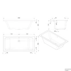 Whirlpool Boss & Wessing Dahlia Silent 3 190x90cm Dubbel Systeem -Badkamer Thuis technische tekening dahlia 190x90 tech 4