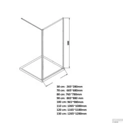 BWS Douchewand Recta | Mat Zwart | Profiel | Inloopdouche (Alle Maten) -Badkamer Thuis technische tekening recta inloopdouche 1