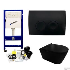 Geberit UP100 Toiletset Compleet | Inbouwreservoir | Rimless Civita Mat Zwart Met Drukplaat -Badkamer Thuis toiletset geberit up100 set44 bws shop