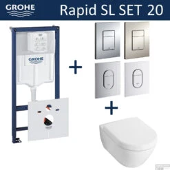 Grohe Rapid SL Toiletset Set20 Villeroy & Boch Subway 2.0 Diepspoel Met Grohe Arena Of Skate Drukplaat