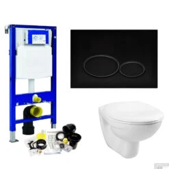 Geberit UP320 Toiletset Compleet | Inbouwreservoir | Wandcloset Basic Smart Wit | Met Drukplaat | SET01 -Badkamer Thuis toiletsets geberit up320 set01 milo shop