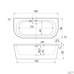 Half Vrijstaand Hoekbad Xenz Charley Links 180x80x60 Cm Acryl Hoogglans Wit (met Gleuf Overloop) 9 Half Vrijstaand Hoekbad Xenz Charley Links 180x80x60 Cm Acryl Hoogglans Wit (met Gleuf Overloop) -Badkamer Thuis vrijstaand bad charley 180x80.jpg tech 1 6