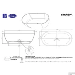 Vrijstaand Ligbad Best Design 170x78x56 Cm Resin Transparant Helder -Badkamer Thuis vrijstaand ligbad best design 170x78x56 cm resin transparant helder tech 1