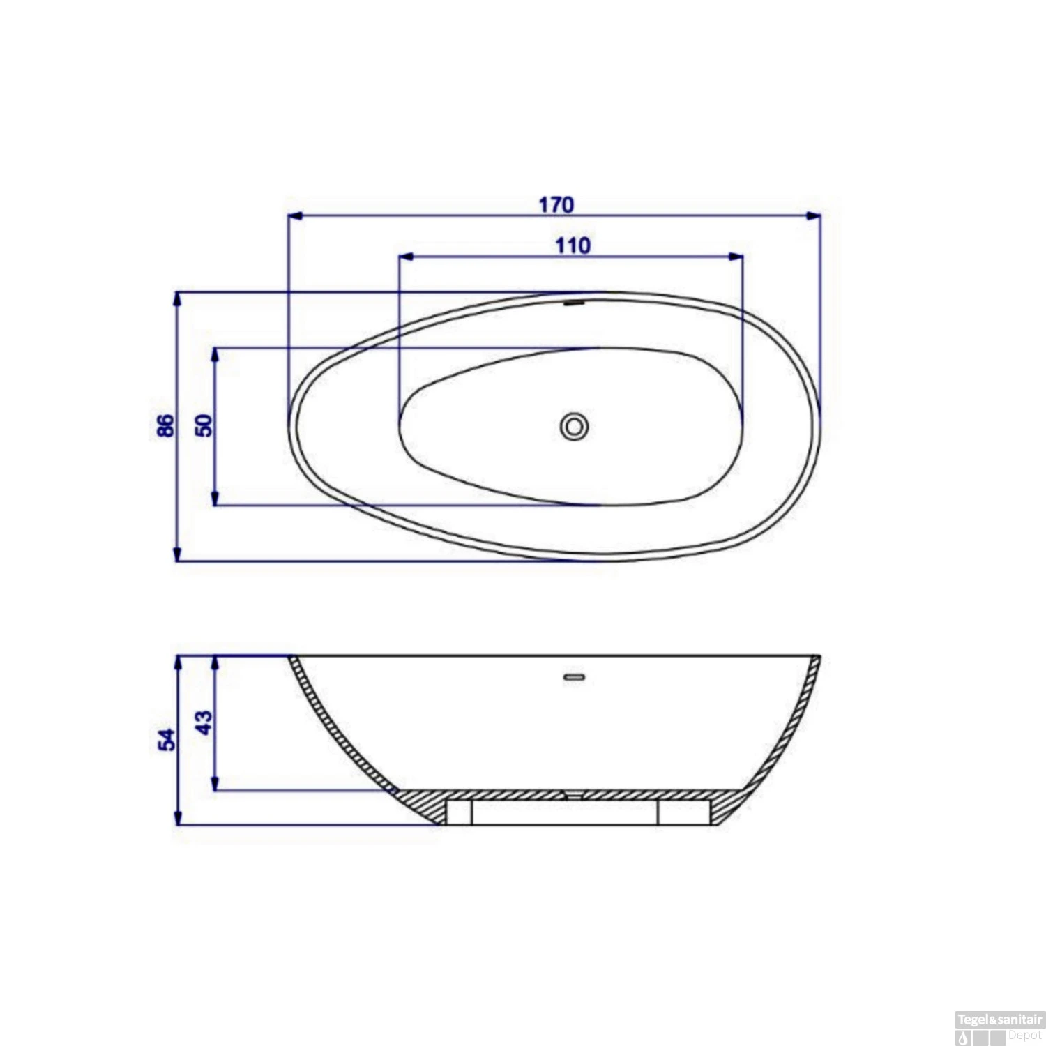 Vrijstaand Ligbad Salenzi Unica 170x86x54 Cm Cast Marble Mat Zwart 8 Vrijstaand Ligbad Salenzi Unica 170x86x54 Cm Cast Marble Mat Zwart - Afbeelding 6