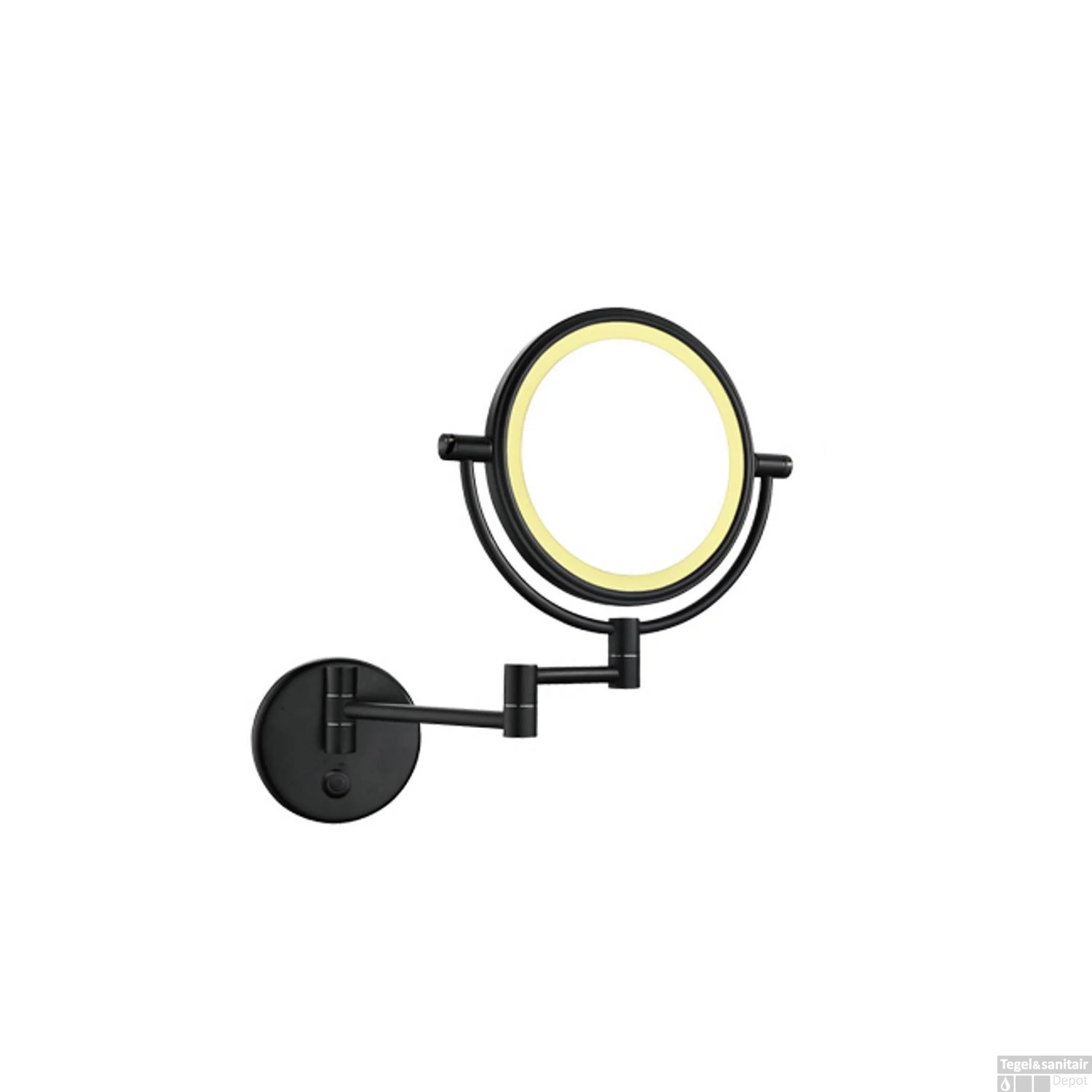 Wand Scheerspiegel Wiesbaden Met LED Verlichting Ø20cm Staand 5x Vergrotend Mat Zwart 3 Wand Scheerspiegel Wiesbaden Met LED Verlichting Ø20cm Staand 5x Vergrotend Mat Zwart