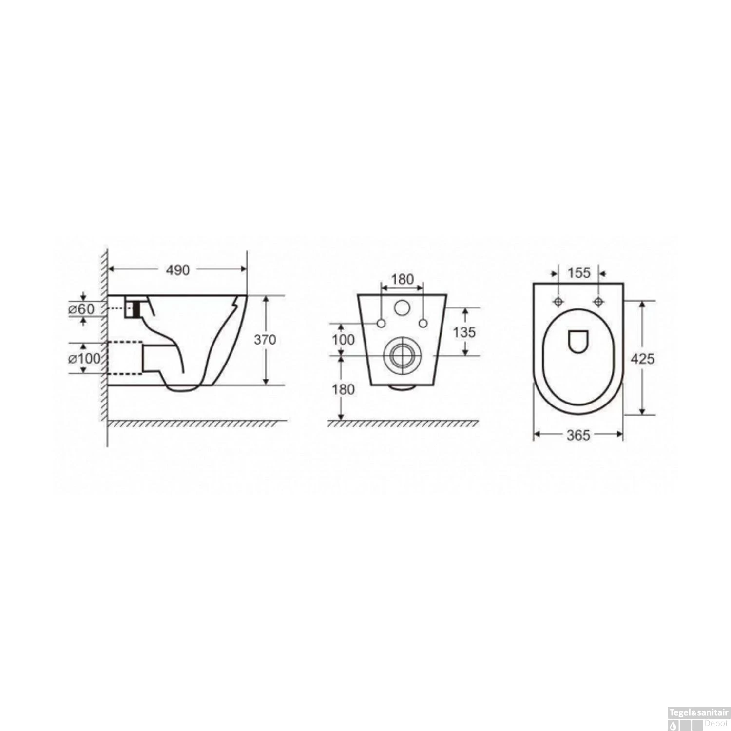 Wandcloset Best Design Royal-Zilver 49 Rimfree Inclusief Zitting Glans Wit/Zilver - Afbeelding 3