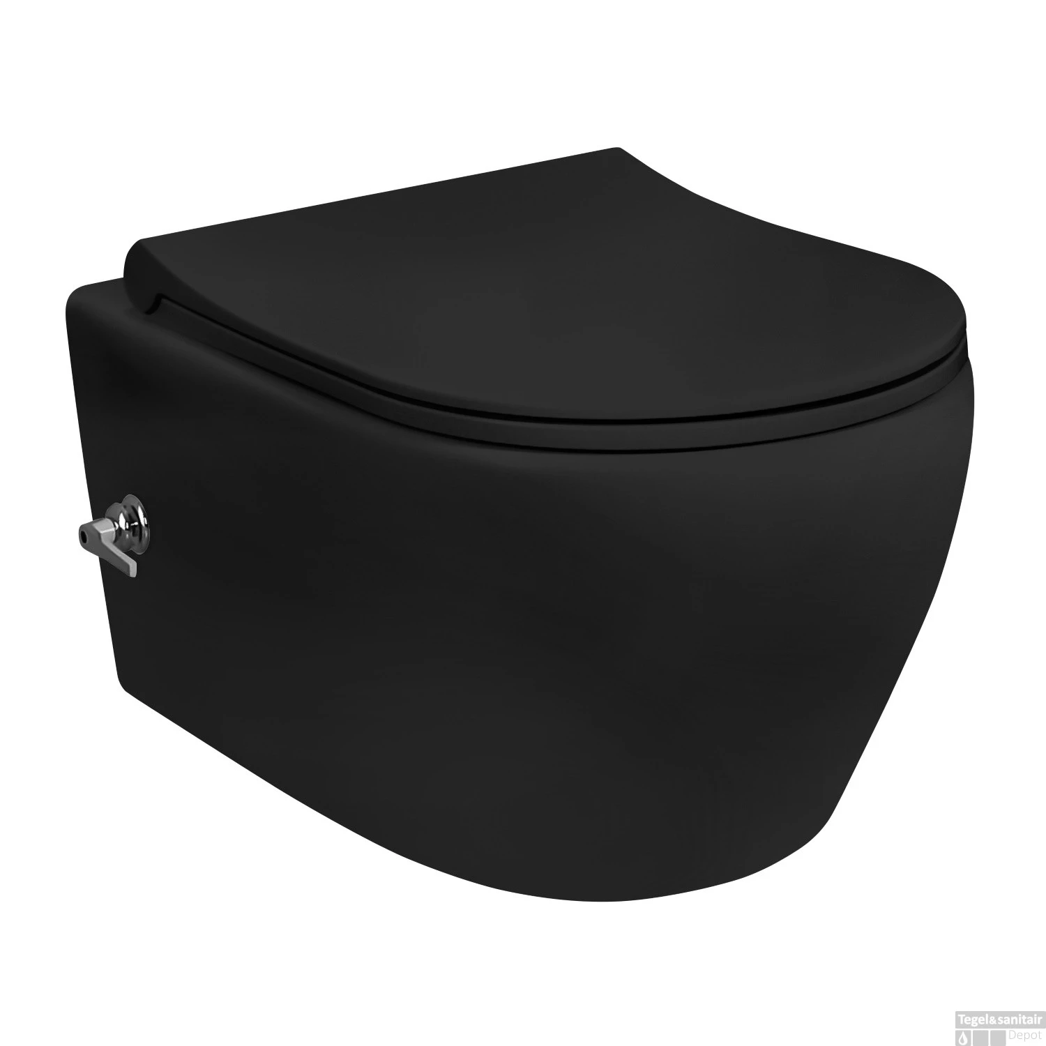 Wandcloset Boss & Wessing Randloos Met Bidetkraan Warm En Koudwater Mat Zwart (Exclusief Zitting)