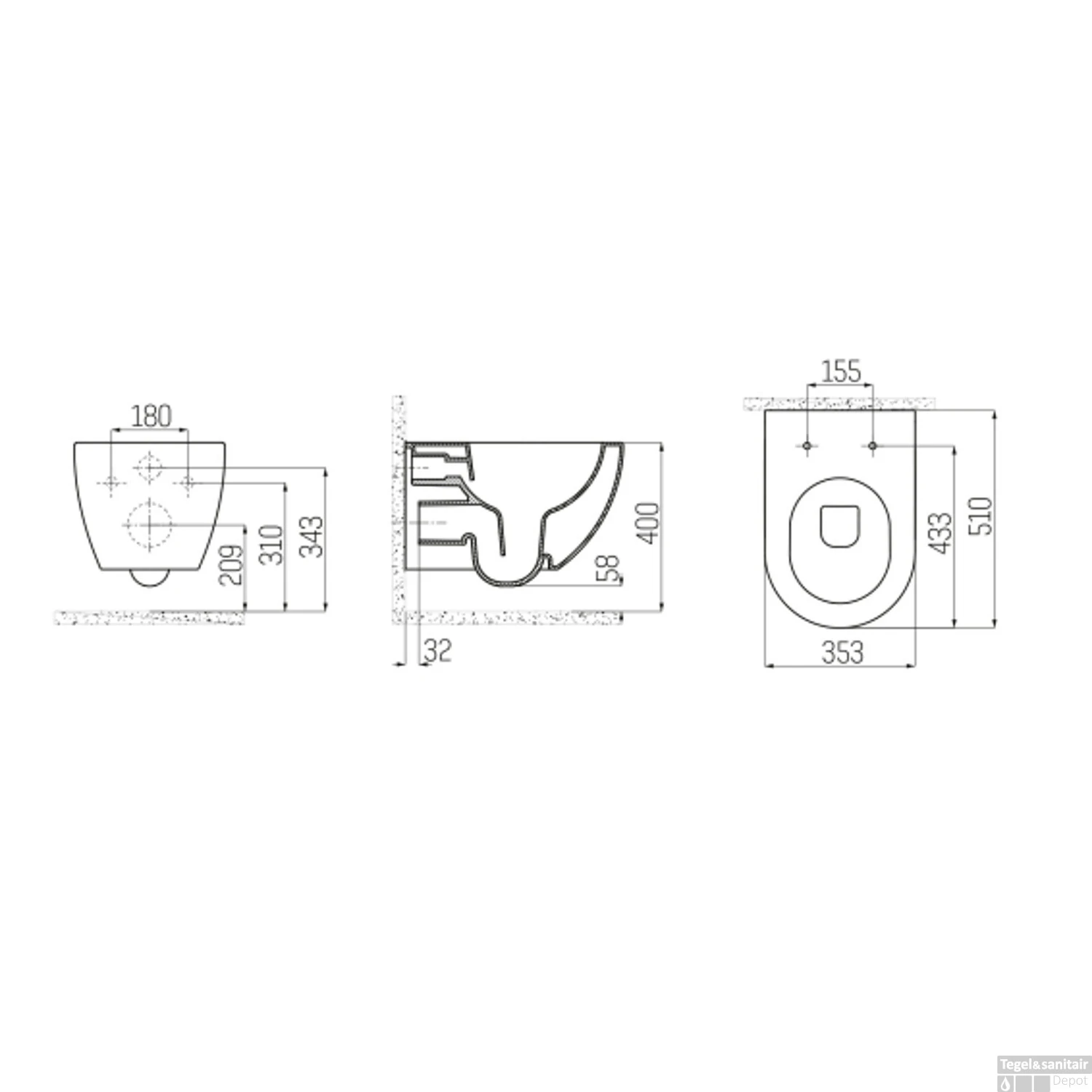 Wandcloset Boss & Wessing Rimoff Ophang Toilet Zonder Bidet Nijl Groen 5 Wandcloset Boss & Wessing Rimoff Ophang Toilet Zonder Bidet Nijl Groen - Afbeelding 3