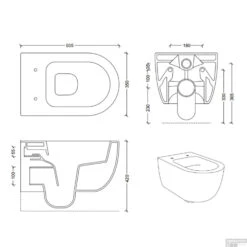 Geberit UP320 Toiletset Compleet | Inbouwreservoir | Civita Black Randloos Mat Zwart | Set 44 Met Drukplaat -Badkamer Thuis wandcloset civita black 50.5x35x36.5cm keramiek rimless mat zwart tech 11