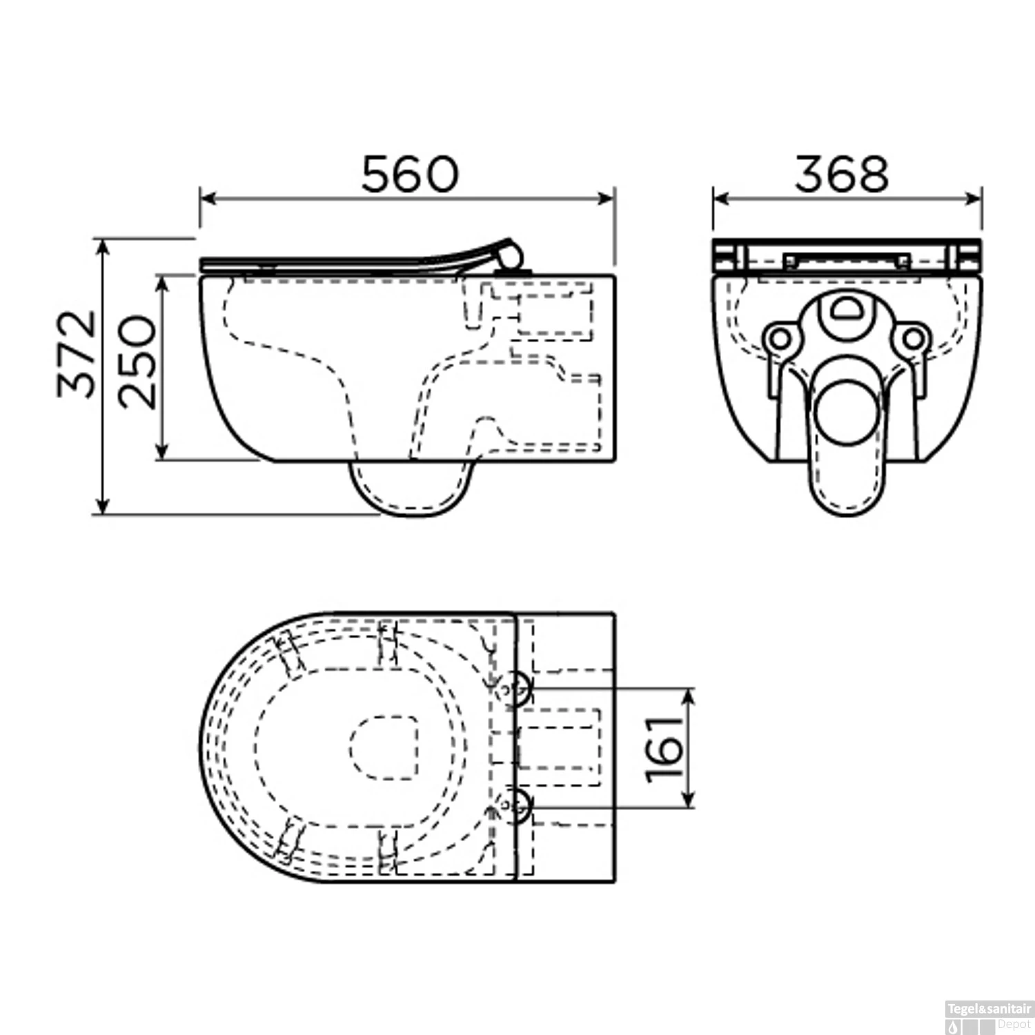 Wandcloset Clou Hammock Randloos 56cm Inclusief Dunne Zitting Met Deksel Softclose OnePack Mat Zwart 5 Wandcloset Clou Hammock Randloos 56cm Inclusief Dunne Zitting Met Deksel Softclose OnePack Mat Zwart - Afbeelding 3