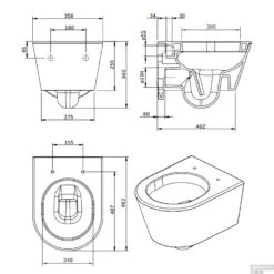Sanindusa Wandtoilet Urb.y | Randloos | Keramiek | Diepspoel | Wit -Badkamer Thuis wandtoilet sanindusa urb.y rimflush keramiek mat wit tech