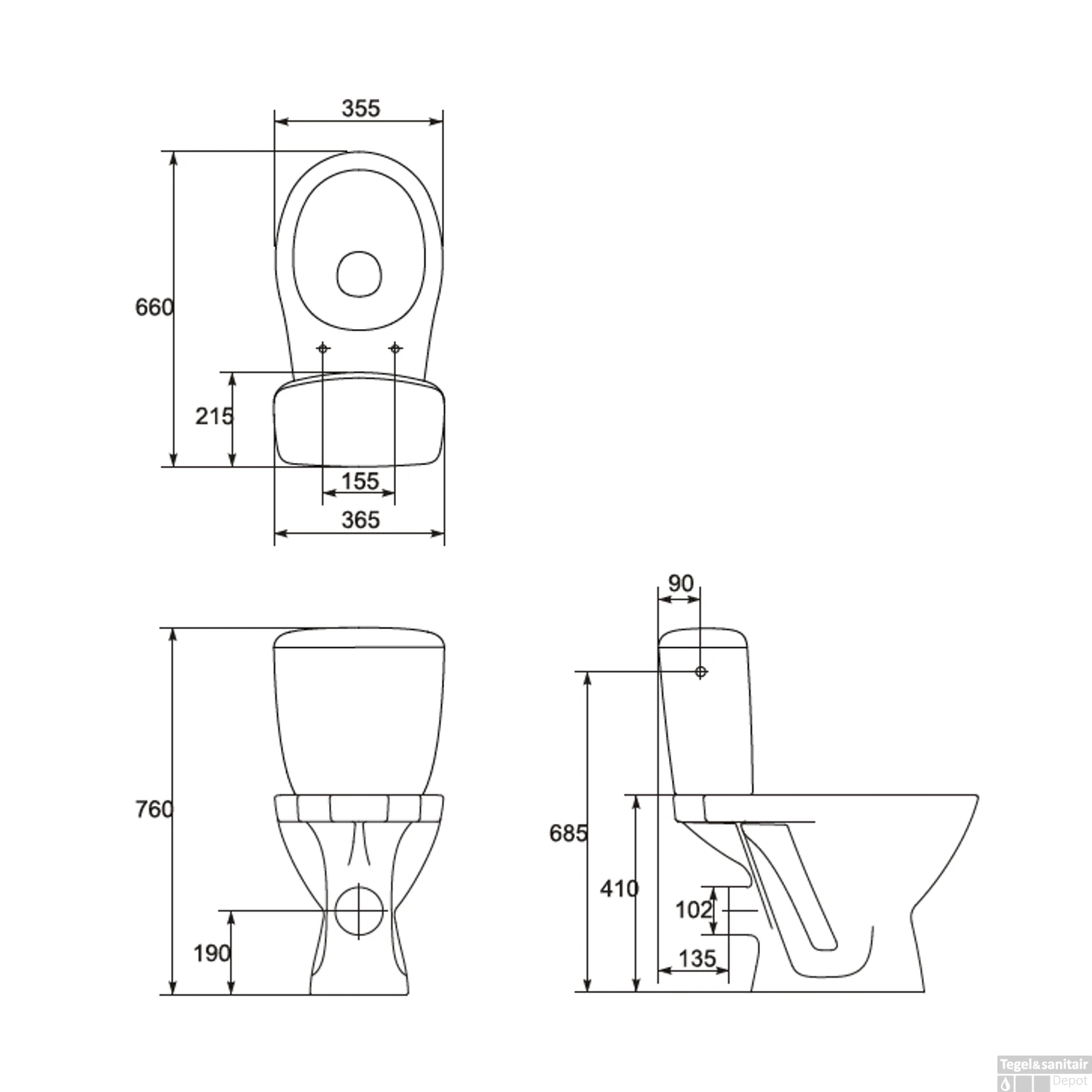 Wc-pack Staand Allibert Kosta Horizontale Afvoer Wit 4 Wc-pack Staand Allibert Kosta Horizontale Afvoer Wit - Afbeelding 2