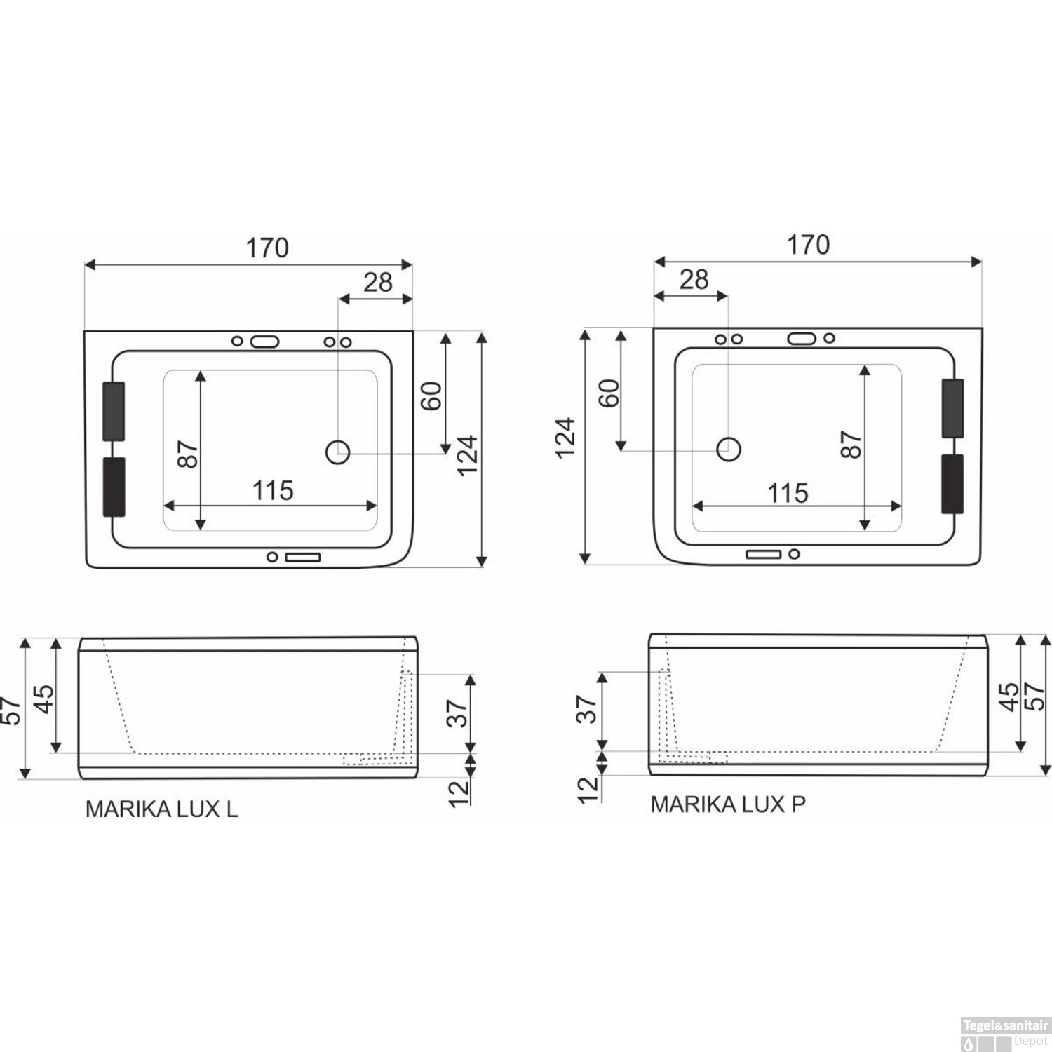 Whirlpool Kerra Marika 170x124x57 Cm Links 2 Persoons 6 Whirlpool Kerra Marika 170x124x57 Cm Links 2 Persoons - Afbeelding 4