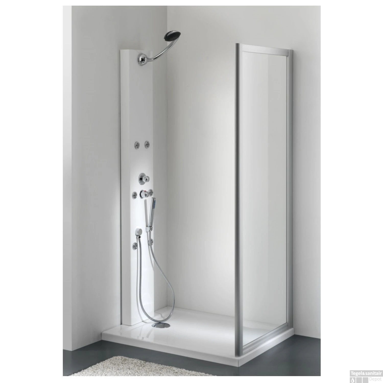 Inloopdouche Zijwand Plieger Class 3mm Glas 86/90x185cm Aluminium 4 Inloopdouche Zijwand Plieger Class 3mm Glas 86/90x185cm Aluminium - Afbeelding 2